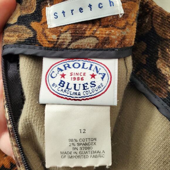 80s Brown Floral Corduroy Mini Skirt M Boho Prairie Cottagecore Goblincore - Picture 7 of 13